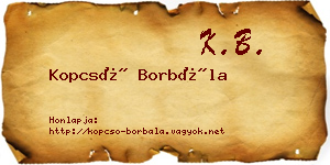 Kopcsó Borbála névjegykártya
